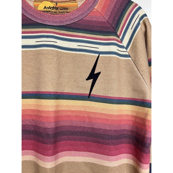 AVIATOR NATION TULUM BOLT STITCH SWEATSHIRT LIGHT KHAKI WOMEN’S SIZE SMALL - Picture 5 of 8